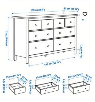 Cómoda Ikea Hemnes Gris con Tiradores Dorados