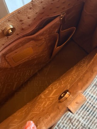 Bolso Piel Avestruz Marrón y Dorado
