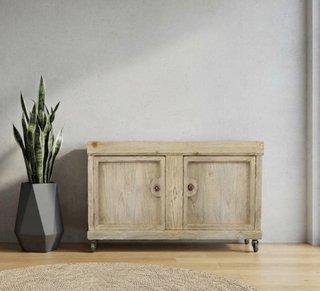MUEBLE BAJO RUSTICO CON RUEDAS/ MEXICANO