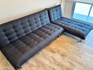 Sofá Cama Modular Gris 2 Piezas