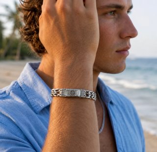 Pulsera eslabones gruesos de plata 925 hombre