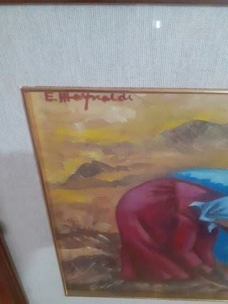 Quadro con scena di lavoro agricolo