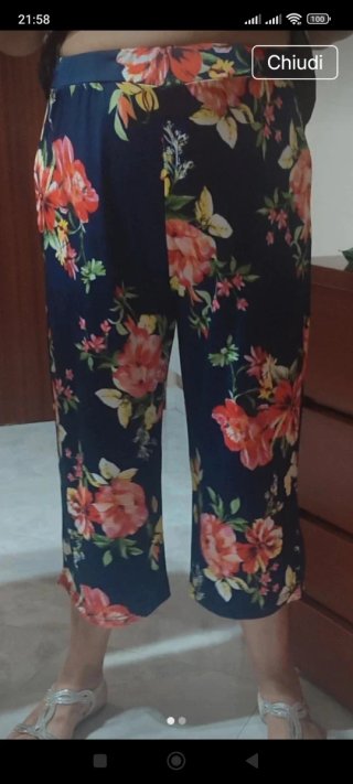 Pantaloni donna Lizalu fantasia floreale