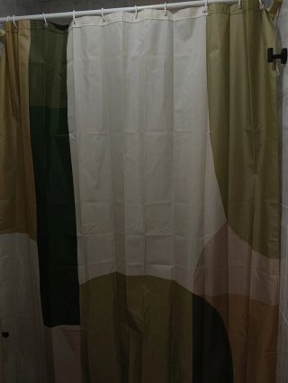 Cortina de ducha tela beige y verde
