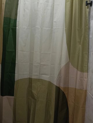 Cortina de ducha tela beige y verde