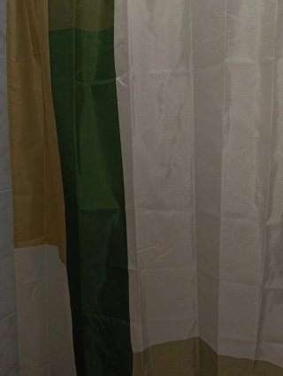 Cortina de ducha tela beige y verde