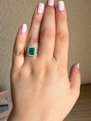 Anillo Plata 925 Talla 7/17 Esmeralda
