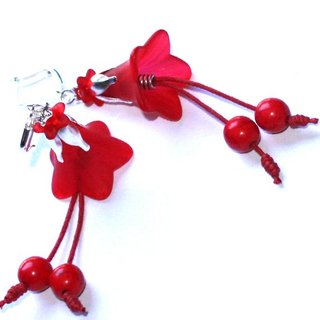 Pendientes Largos Campanillas Rojas Maxi Flujo