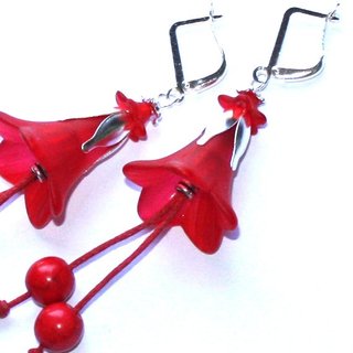 Pendientes Largos Campanillas Rojas Maxi Flujo