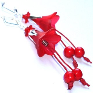 Pendientes Largos Campanillas Rojas Maxi Flujo