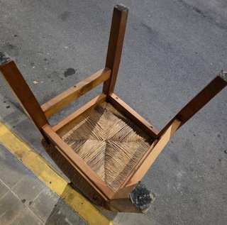 2 Sillas de Pino y Asiento de Enea Hecho a Mano