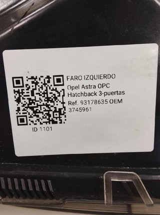 Opel 1101 faro izquierdo 3745961 astra opc