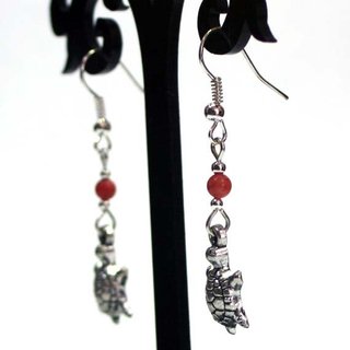Pendientes Tortuga Celta Guardiana Cristal Rojo