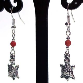 Pendientes Tortuga Celta Guardiana Cristal Rojo
