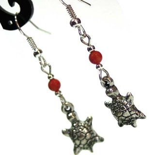 Pendientes Tortuga Celta Guardiana Cristal Rojo