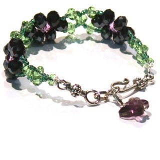 Pulsera Margaritas de Cristal y Mariposa Lila