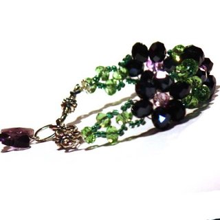 Pulsera Margaritas de Cristal y Mariposa Lila