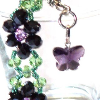Pulsera Margaritas de Cristal y Mariposa Lila