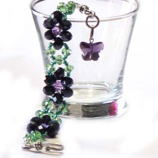 Pulsera Margaritas de Cristal y Mariposa Lila