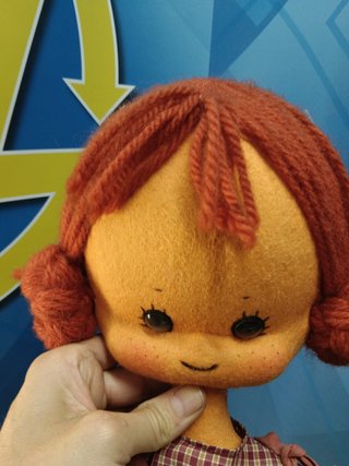 muñeca de trapo o peluche 63 cm, hecha a mano, años 80