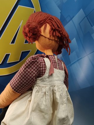muñeca de trapo o peluche 63 cm, hecha a mano, años 80