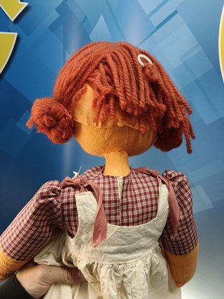 muñeca de trapo o peluche 63 cm, hecha a mano, años 80