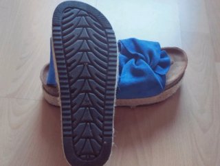 Sandalias Bells plataforma lazo azul nuevas
