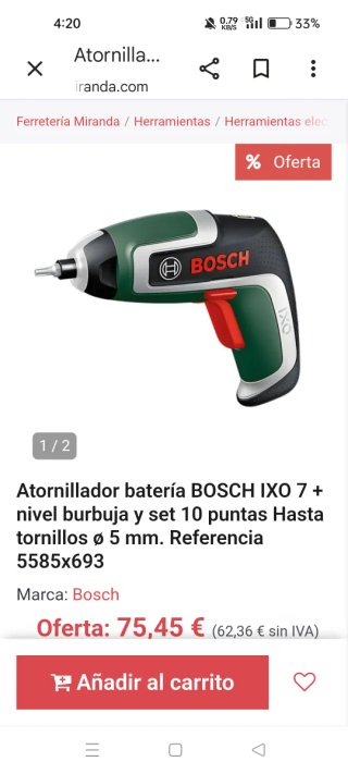 Atornillador Bosch IXO 7 + Set Puntas