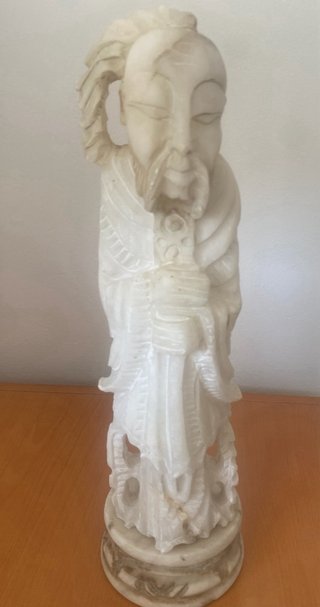 Figura Oriental Antigua Alabastro Tallada a Mano