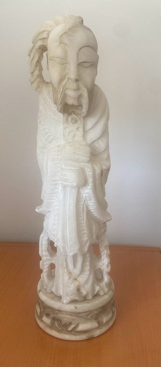 Figura Oriental Antigua Alabastro Tallada a Mano