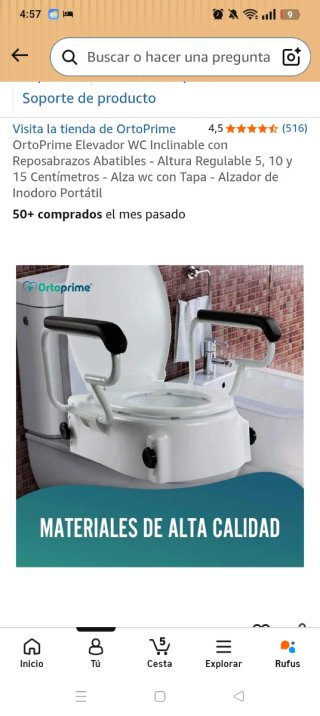 Elevador WC Inclinable OrtoPrime con Reposabrazos