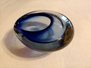 Cenicero cristal azul vintage Bohemia/Rumania