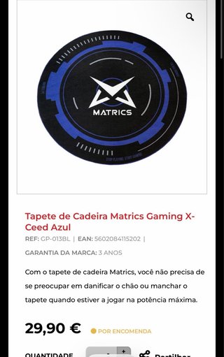 Tapete de chão gaming Matrics