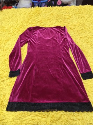 Vestido Gótico Victoriano Granate Terciopelo Negro