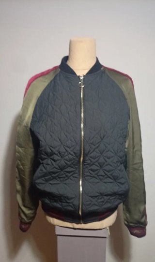 Bomber Jacket Tigre Flores Verde Caqui Dorado