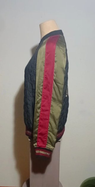 Bomber Jacket Tigre Flores Verde Caqui Dorado