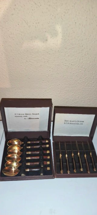 Set Vintage Posate Bronzo R.T.B. Makers Bangkok