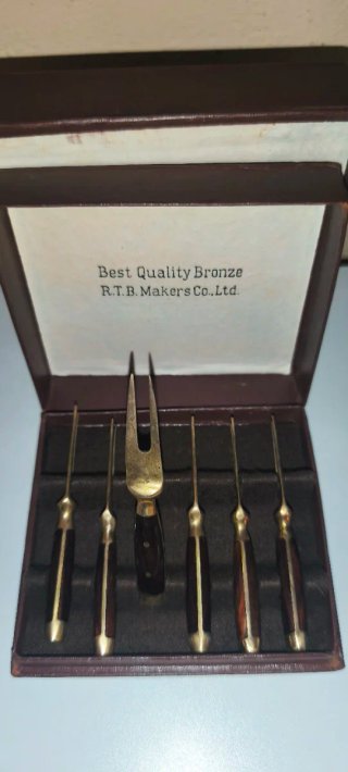 Set Vintage Posate Bronzo R.T.B. Makers Bangkok
