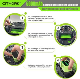 CITYORK batería 5000mAh 14,4V Roomba J5-7 I8 I3