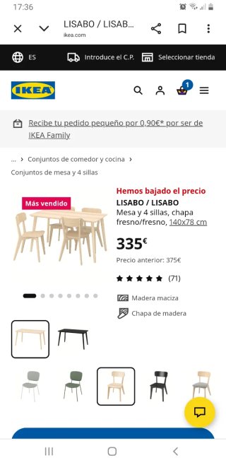 Mesa de comedor con 6 sillas