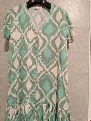 Vestido estampado ikat verde agua talla L