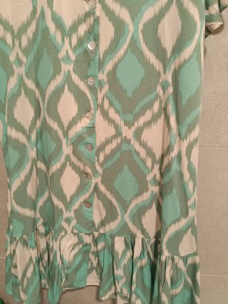 Vestido estampado ikat verde agua talla L