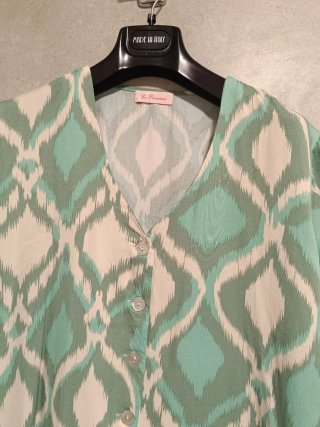 Vestido estampado ikat verde agua talla L