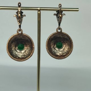 Pendientes Vintage con Piedras Verdes y Rojas