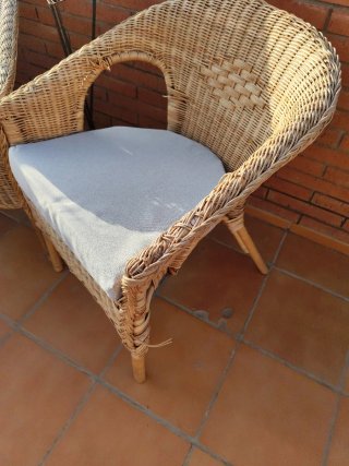2 Sillas Terraza Mimbre con Cojines