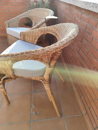 2 Sillas Terraza Mimbre con Cojines
