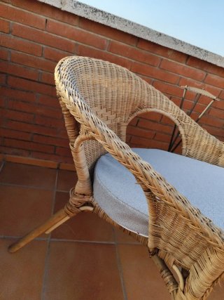 2 Sillas Terraza Mimbre con Cojines