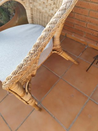 2 Sillas Terraza Mimbre con Cojines
