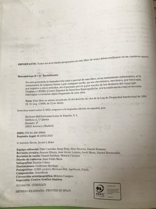 Matemáticas 2.º Bachillerato