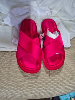 Sandalias Zara Rosa Cruzadas